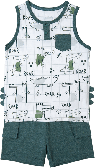 Bộ bé trai ngắn Bst Cá sấu lùn Animo VĐ1122082 (6M-6Y,Xanh)