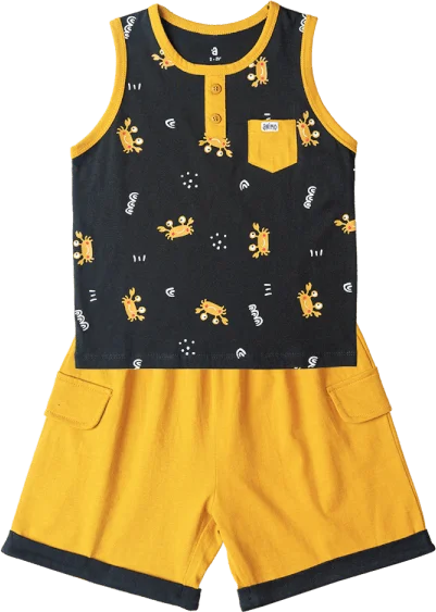 Bộ bé trai ngắn Bst Cua sốt trứng muối Animo HN1022089 (6M-6Y,Xám đậm)