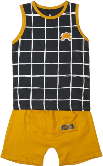 Bộ bé trai ngắn Bst Cua sốt trứng muối Animo HN1022086 (6M-6Y,Xám đậm)