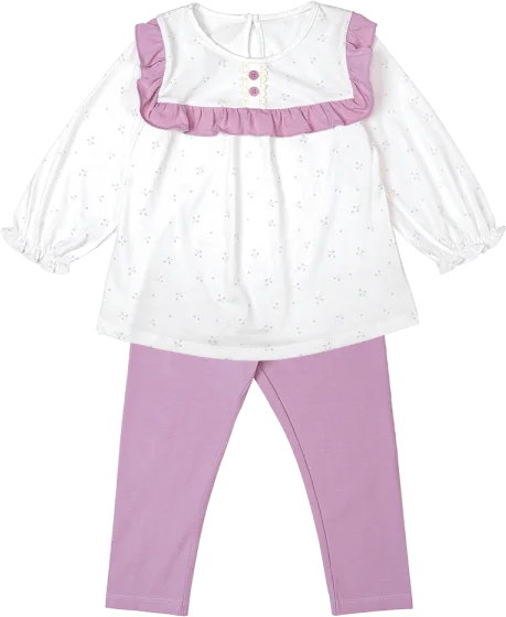 Bộ bé gái dài Animo TQ1122071 (6M-5Y,Trắng phối tím)