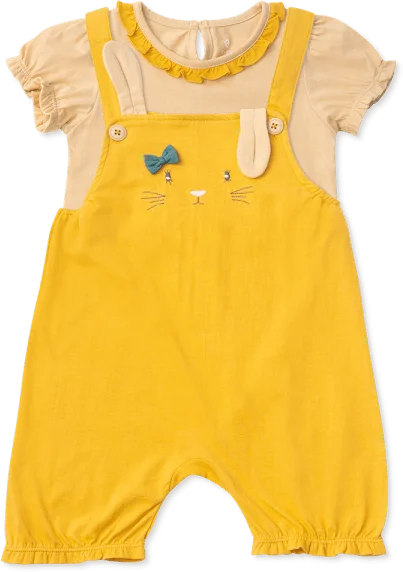 Bộ yếm bé gái ngắn, BST Thỏ và hoa Animo HN1222001 (6M-6Y,Vàng)