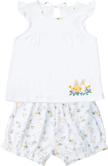 Bộ bé gái ngắn, BST Thỏ và hoa Animo HN1222002 (6M-6Y,Trắng)