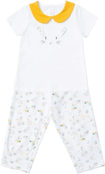 Bộ bé gái dài, BST Thỏ và hoa Animo HN1222004 (6M-6Y,Trắng)