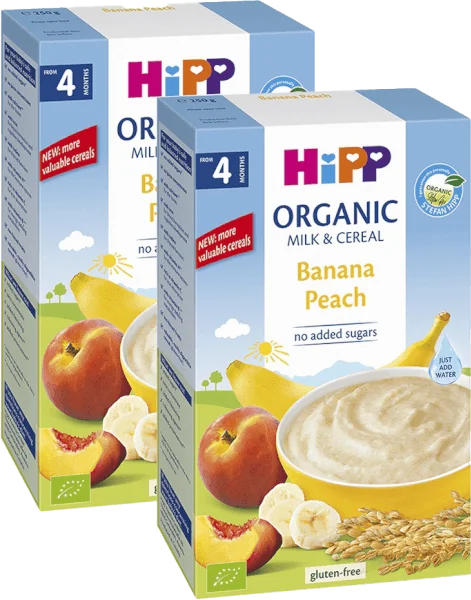 Combo 2 Bột dinh dưỡng hữu cơ HiPP - Chuối, đào (250g)