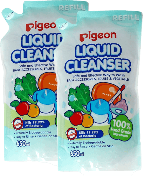 Combo 2 Dung dịch súc rửa bình sữa Pigeon túi 650ml refill