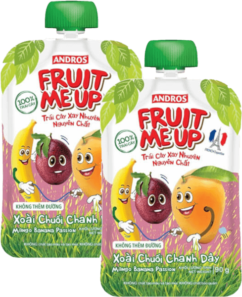 Combo 2 Trái Cây Xay Nhuyễn Nguyên Chất Fruit Me Up Xoài Chuối Chanh Dây