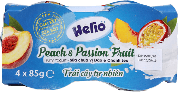 Sữa chua hoa quả Helio vị đào - chanh leo 85g - Lốc 4