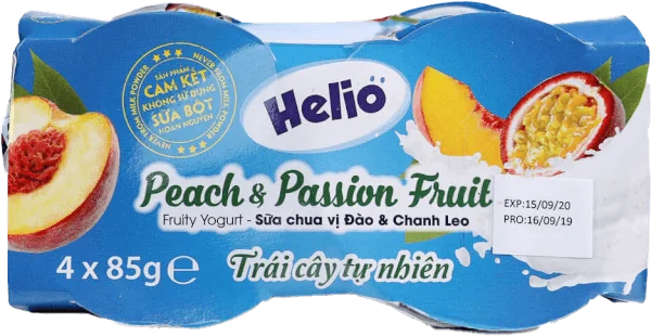 Sữa chua hoa quả Helio vị đào - chanh leo 85g - Lốc 4