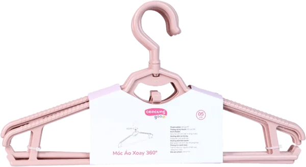 Móc áo xoay vuông 360 độ ConCung Good - Màu hồng (5 cái/lốc)