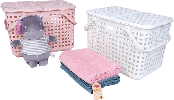 Giỏ xách quai giữa Nachi có nắp - trắng