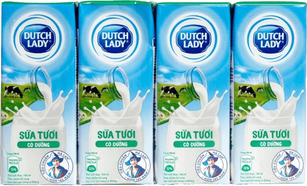 Sữa tươi tiệt trùng có đường Dutch Lady 180ml - Lốc 4 hộp