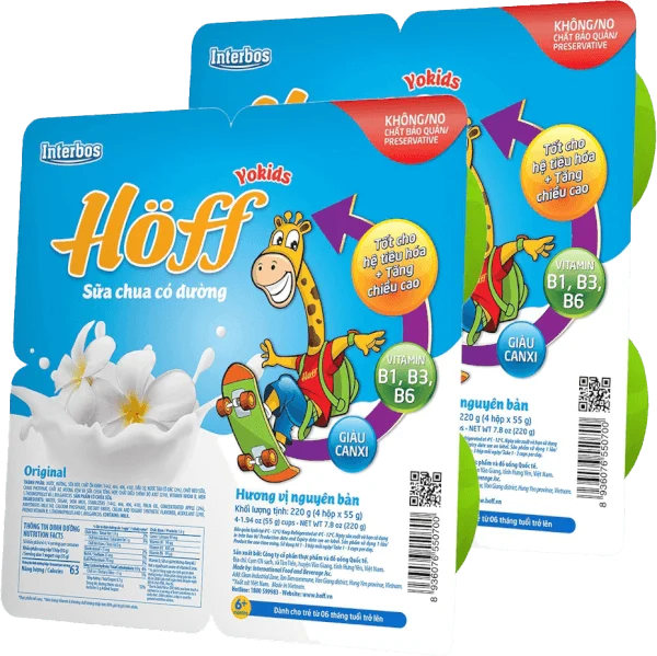 Combo 2 Sữa chua có đường Hoff  - vị nguyên bản (Lốc 4 hủ)