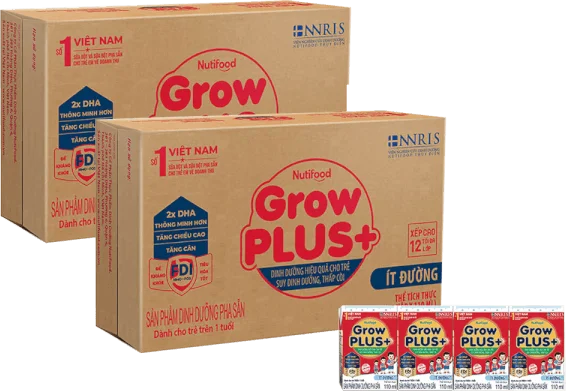Combo 2 thùng Sữa GrowPLUS+ ít đường 110ml (lốc 4 hộp)
