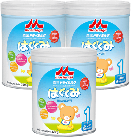 Combo 3 lon Sữa Morinaga số 1 320g (Hagukumi, 0-6 tháng)