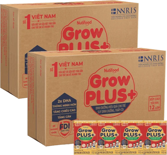 Combo 2 thùng Sữa GrowPLUS+ Hộp 110ml (lốc 4 hộp)