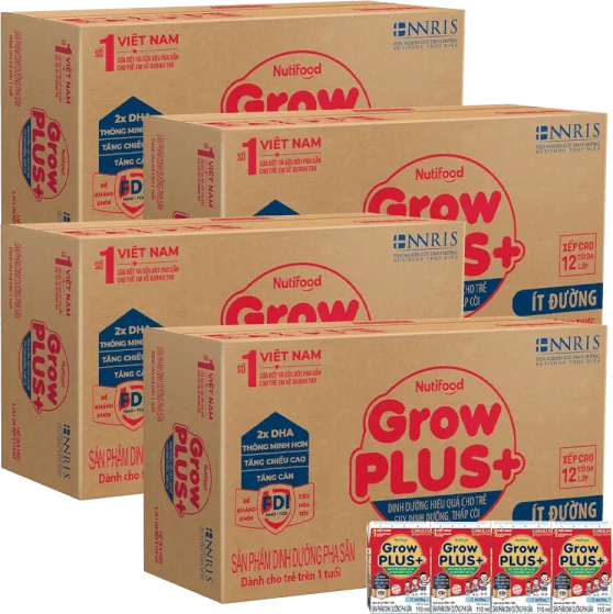 Combo 4 Thùng Sữa GrowPLUS+ ít đường 110ml (lốc 4 hộp)