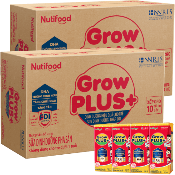 Combo 2 Thùng Sữa GrowPLUS+ Hộp 180ml (lốc 4 hộp)