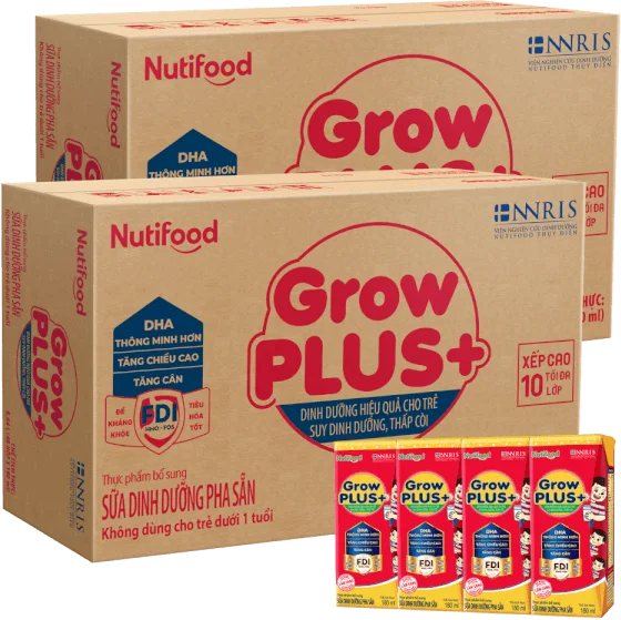 Combo 2 Thùng Sữa GrowPLUS+ Hộp 180ml (lốc 4 hộp)