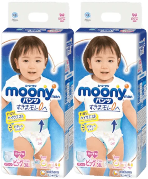 Combo 2 gói Bỉm tã quần Moony bé gái size XL 38 miếng (12-22kg)