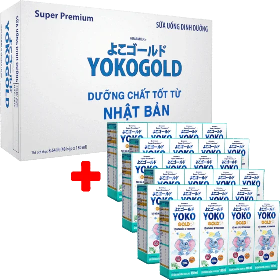 Combo 1,5 thùng sữa uống dinh dưỡng Vinamilk Yoko Gold 180ml (Lốc 4 hộp)