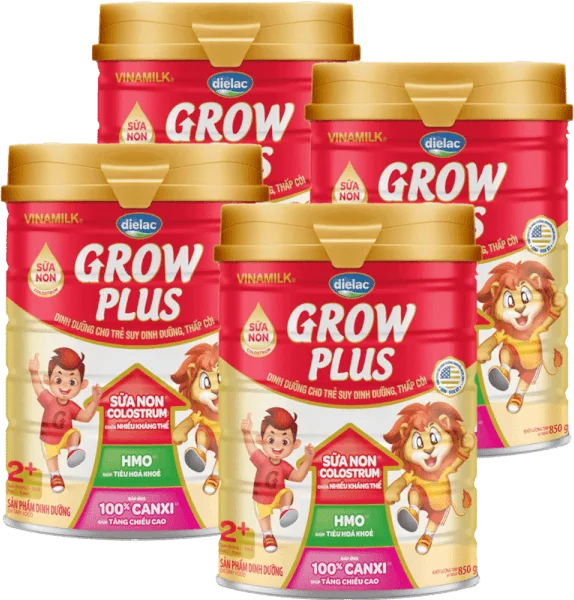 Combo 4 Dielac Grow Plus 2+, 2-10 tuổi, 850g