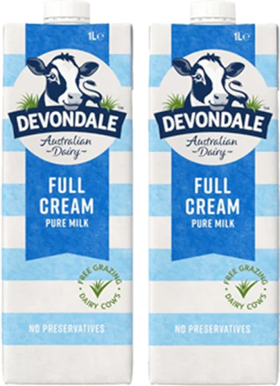 Combo 2 Sữa tươi nguyên chất tiệt trùng DEVONDALE MILK 1L