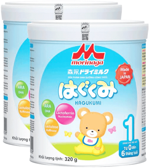 Combo 2 lon Sữa Morinaga số 1 320g (Hagukumi, 0-6 tháng)
