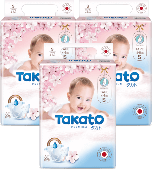 Combo 3 Tã dán Nhật Bản Takato siêu mềm mại (S, 80 miếng)