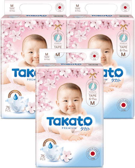 Combo 3 Tã dán Nhật Bản Takato siêu mềm mại (M, 76 miếng)