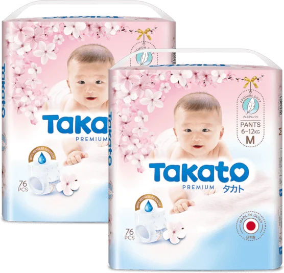 Combo 2 Tã quần Nhật Bản Takato siêu mềm mại (M, 76 miếng)