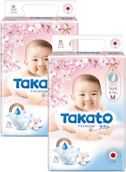 Combo 2 Tã dán Nhật Bản Takato siêu mềm mại (M, 76 miếng)