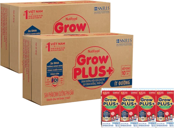 Combo 2 thùng Sữa GrowPLUS+ ít đường 180ml (lốc 4 hộp)