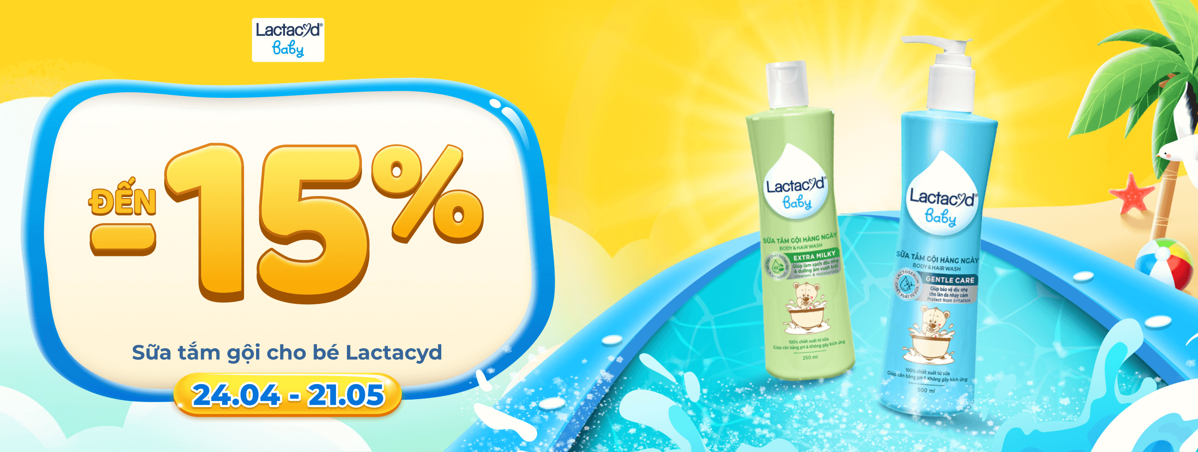 Giảm đến 15% Sữa tắm gội cho bé Lactacyd - CATE CHĂM SÓC GIA ĐÌNH -T04