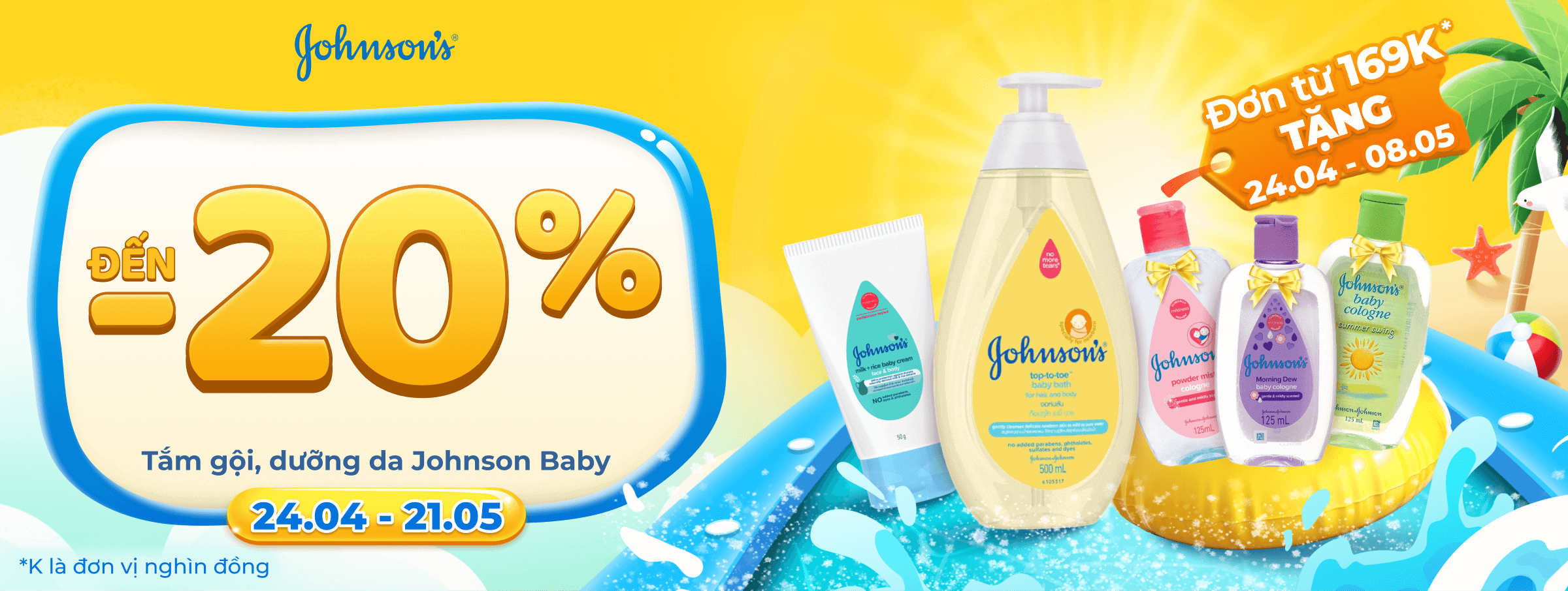Giảm đến 20% Tắm gội, dưỡng da Johnson Baby  - CATE CHĂM SÓC GIA ĐÌNH -T04