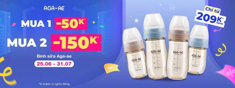 Bình sữa Aga-ae Mua 1 giảm 50K, Mua 2 giảm 150K - CATE  đồ dùng mẹ và bé - T7 26379