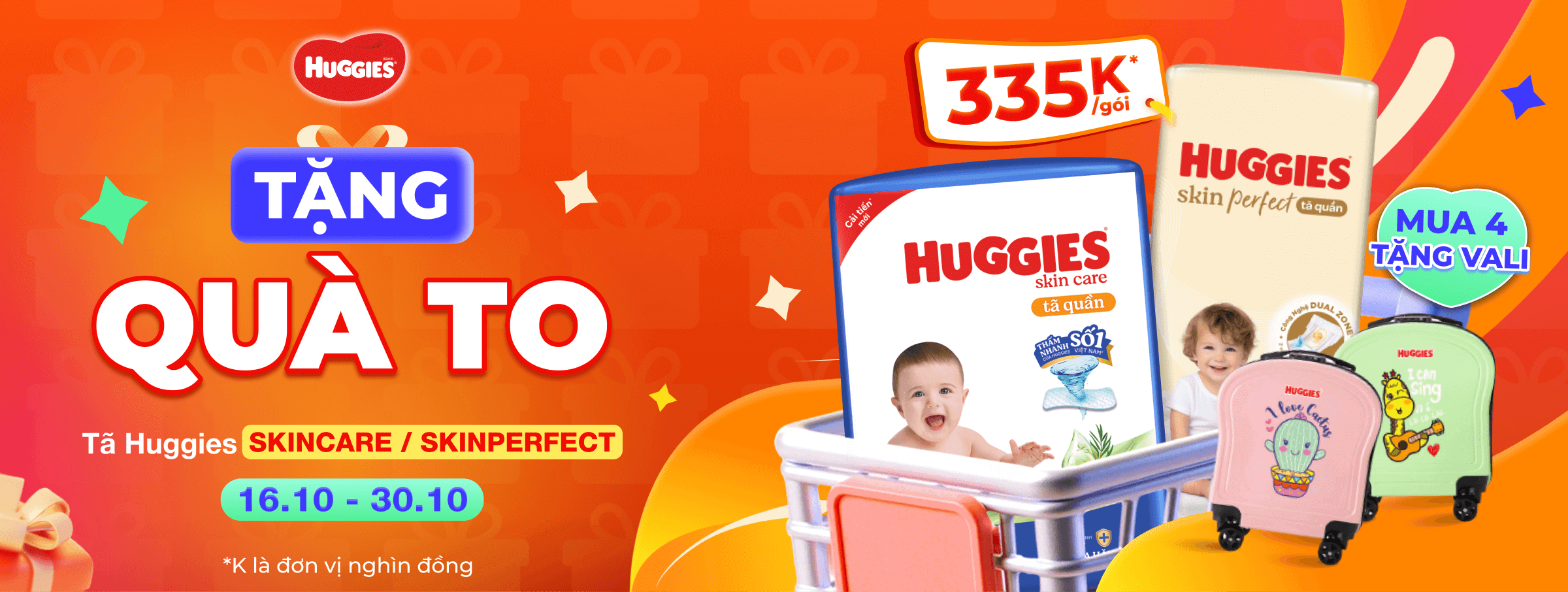 Huggies Skinperfect - Mua 4 tặng Vali T10 - SIS