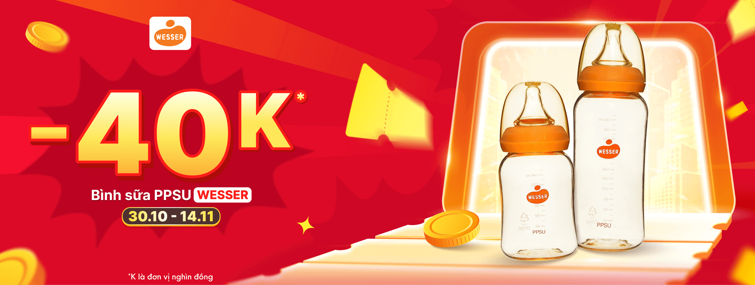 Bình sữa Wesser T11 - CATE