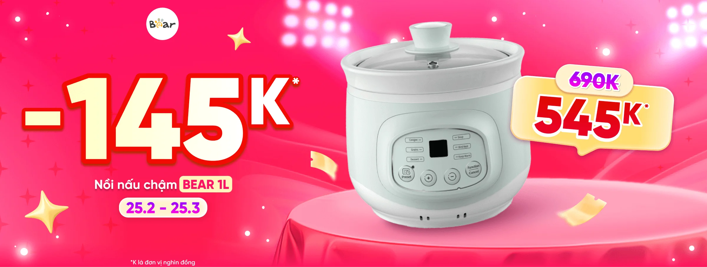 Nồi nấu chậm Bear 1L T3 - CATE