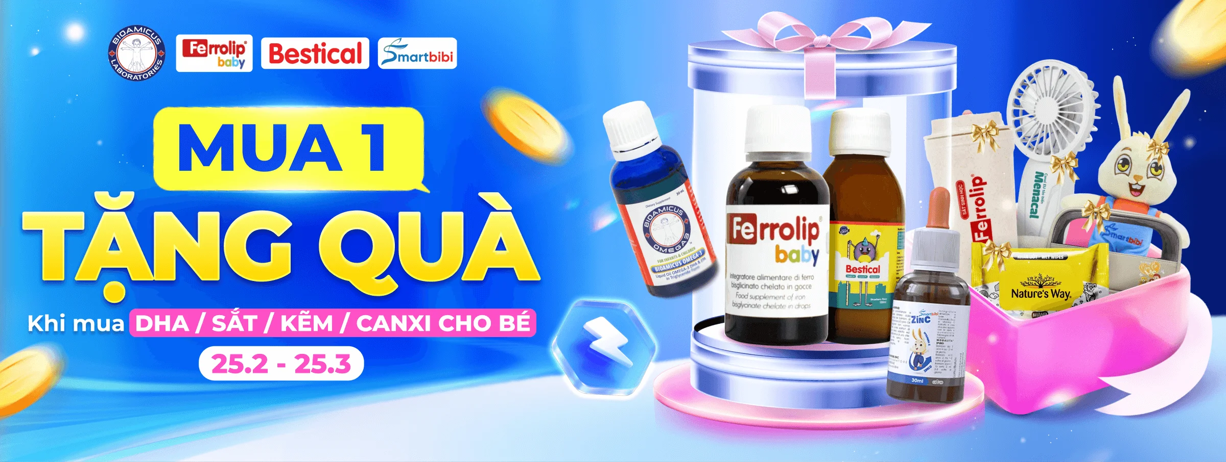 DHA/sắt/kẽm/canxi T3 - CATE