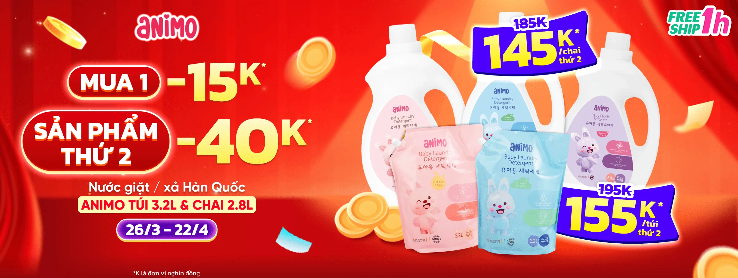 Giặt xả Animo T4 - CATE & SIS