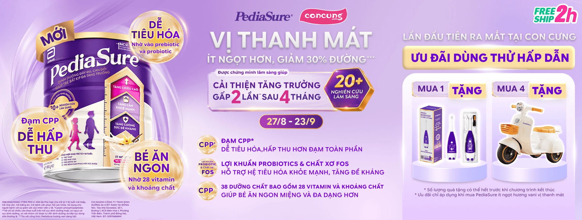 Pediasure thanh mát cate