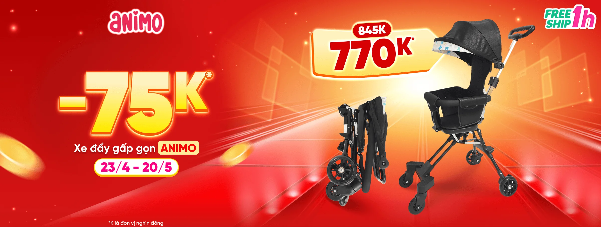 Xe đẩy gấp gọn T5 -CATE