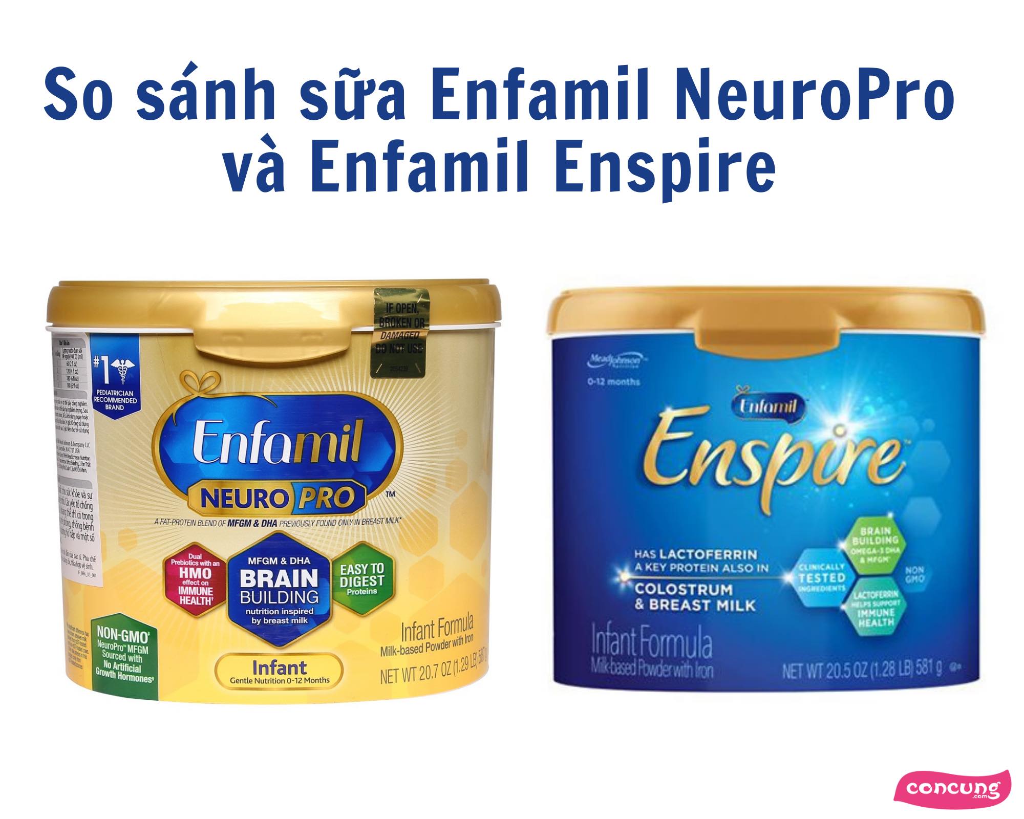 So sánh hai dòng sữa nhập Mỹ - Enfamil NeuroPro và Enfamil Enspire
