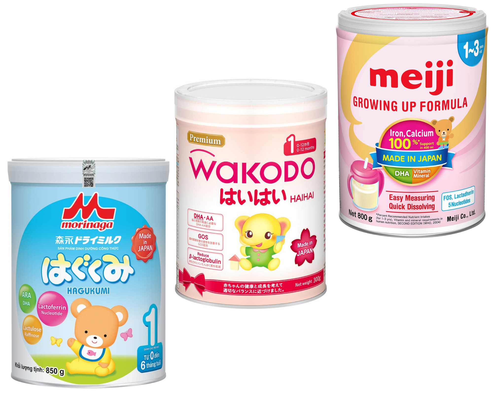 So sánh bộ 3 sữa Nhật cho bé: Wakodo, Meiji và Morinaga
