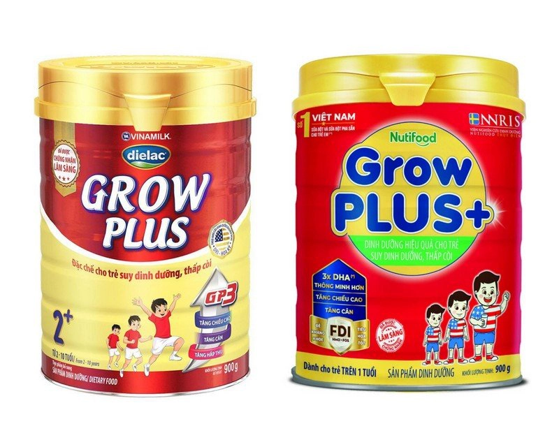 So sánh sữa Vinamilk Dielac Grow Plus và Nutifood GrowPLUS+ đỏ