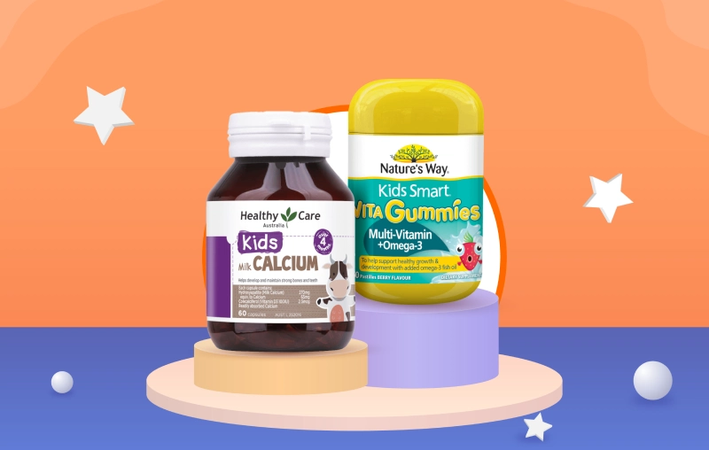 So sánh DHA Healthy Care với Nature's Way Kids Smart Vita Gummies bổ sung Multi-Vitamin và Omega 3