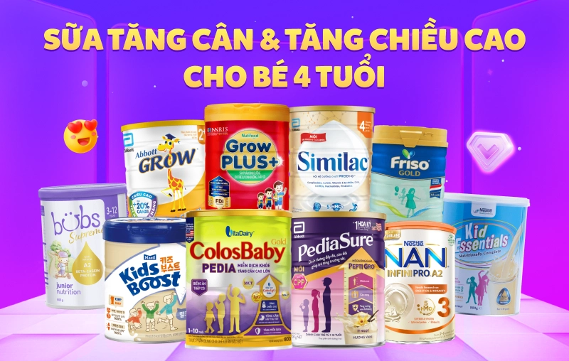 Top 10 sữa tăng cân và tăng chiều cao cho bé 4 tuổi