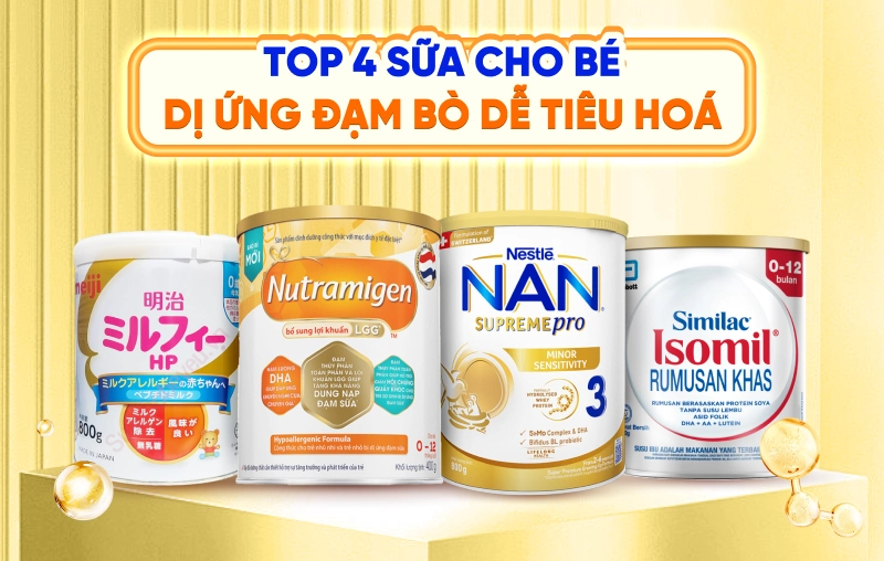 Top 4 sữa cho bé dị ứng đạm bò dễ uống, dễ tiêu hoá