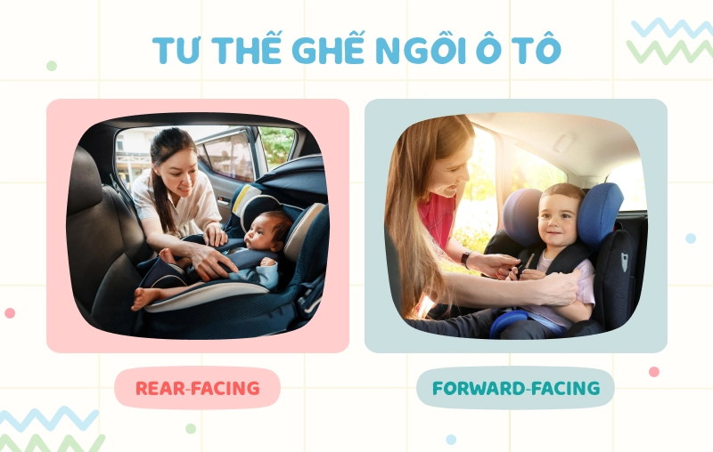 Chi tiết sự khác nhau giữa tư thế ghế ngồi ô tô Rear facing & Forward facing 