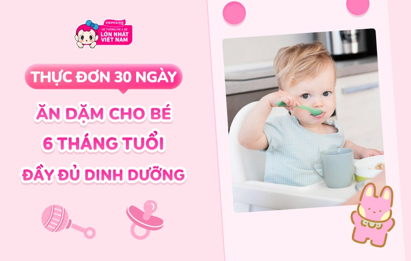 Thực đơn 30 ngày ăn dặm cho bé 6 tháng​ tuổi đủ dinh dưỡng nhất